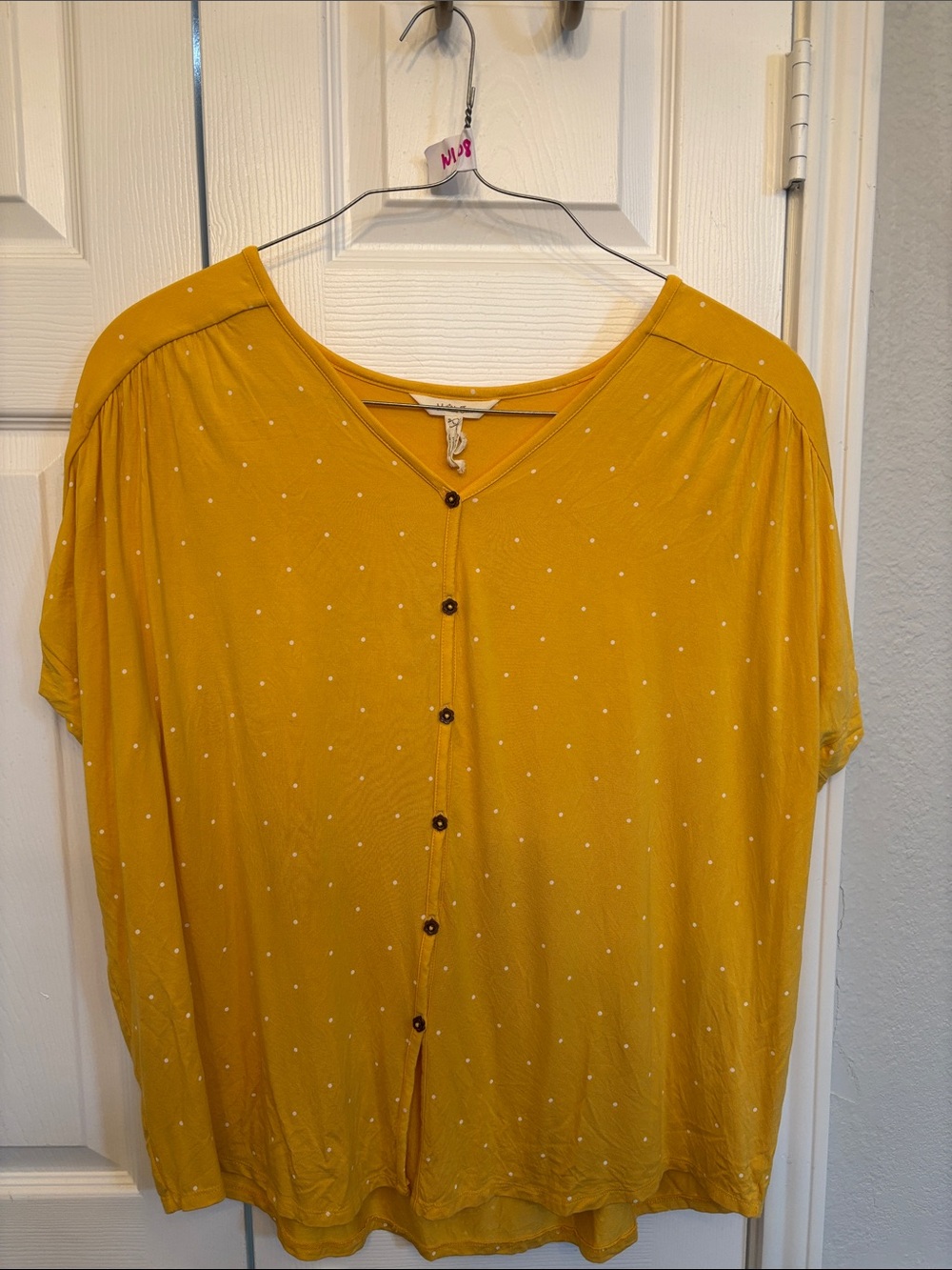 Matilda Jane  Mustard Yellow Button-Front Short Sleeve Top